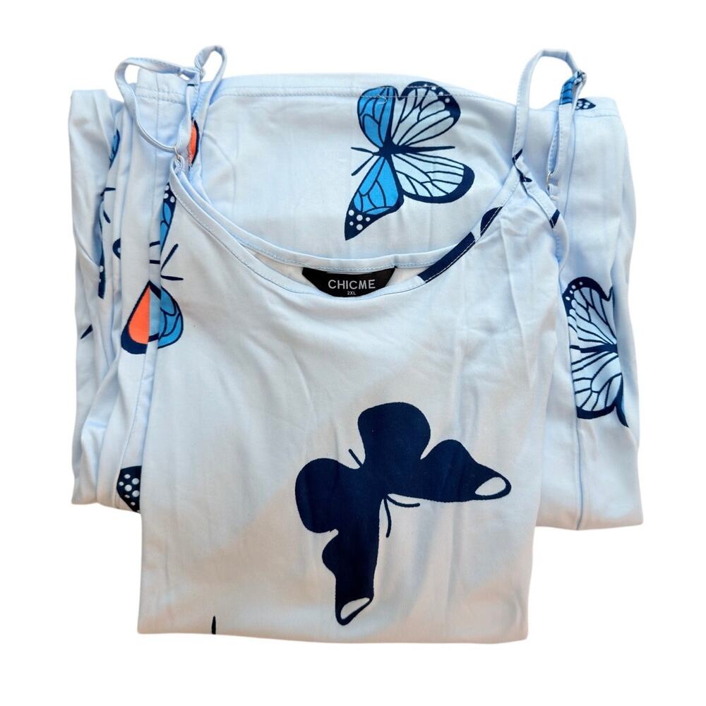 NEW Women's Plus Size 2 Piece Adjustable Spaghetti Strap Top Pajama Set Size 2XL